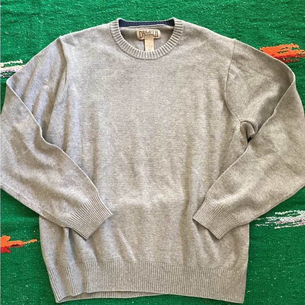 NWT Duluth Trading Co Men's Strongarm Crew Sweater in Heather Grey Size L